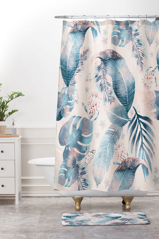 Nika TROPICAL NIGHT VIBES Shower Curtain And Mat