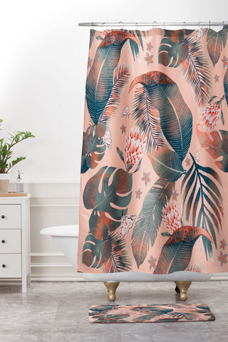 Nika TROPICAL SUNSET VIBES Shower Curtain And Mat