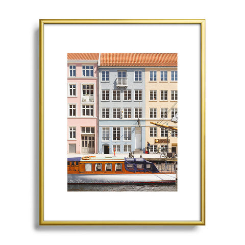 Ninasclicks Copenhagen Pastel Nyhavn houses and boat Metal Framed Art Print