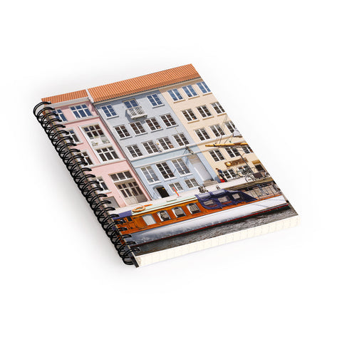 Ninasclicks Copenhagen Pastel Nyhavn houses and boat Spiral Notebook