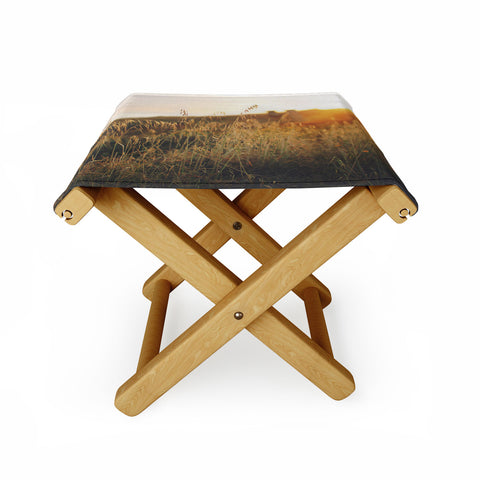 Ninasclicks Golden Beach vegetation at sunset Folding Stool