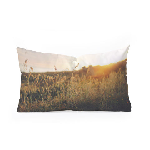 Ninasclicks Golden Beach vegetation at sunset Oblong Throw Pillow