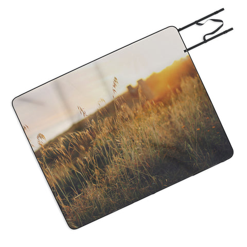 Ninasclicks Golden Beach vegetation at sunset Picnic Blanket