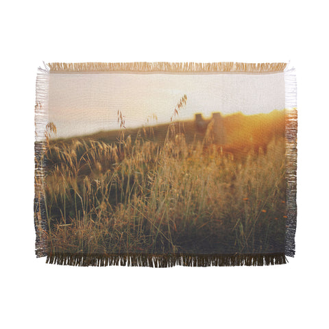 Ninasclicks Golden Beach vegetation at sunset Throw Blanket