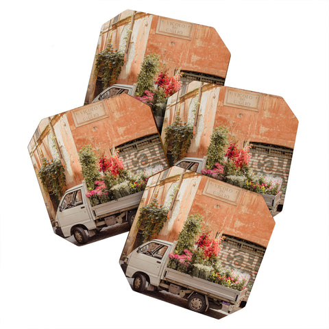Ninasclicks Rome cute van with lots of flowers Coaster Set