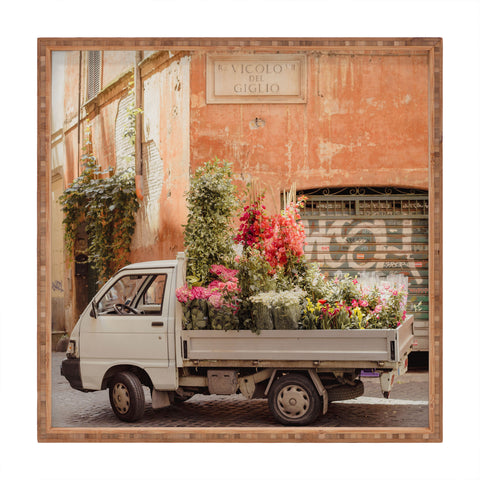 Ninasclicks Rome cute van with lots of flowers Square Tray