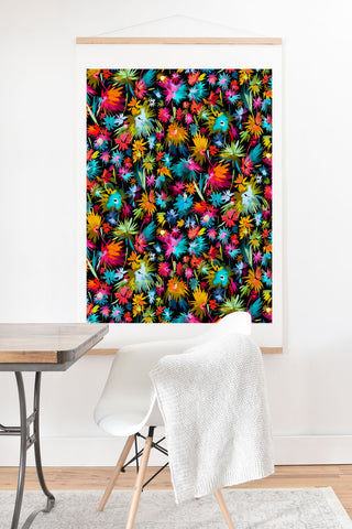 Ninola Design Abstract Flowers Neon Jungle Art Print And Hanger