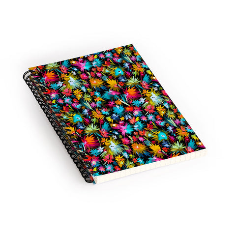 Ninola Design Abstract Flowers Neon Jungle Spiral Notebook