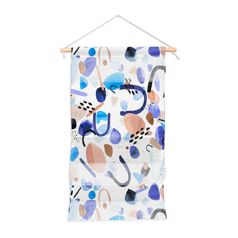 Ninola Design Abstract geo shapes Blue Wall Hanging Portrait