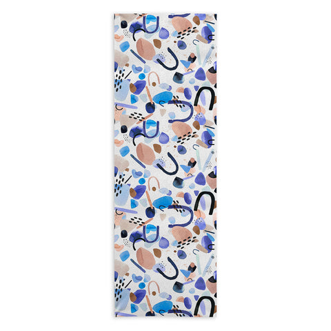 Ninola Design Abstract geo shapes Blue Yoga Towel