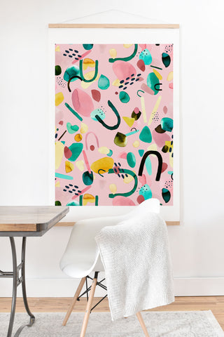 Ninola Design Abstract geo shapes Flower Art Print And Hanger