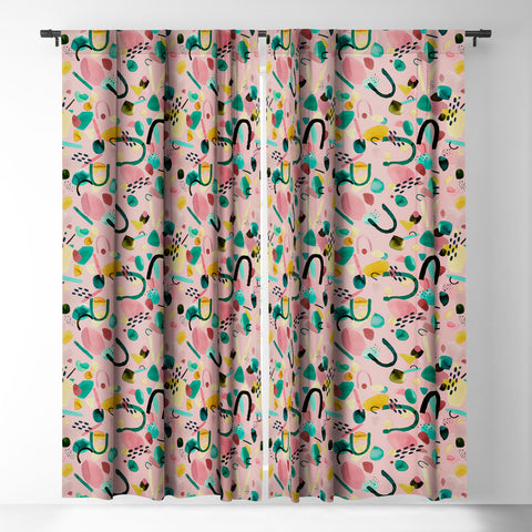 Ninola Design Abstract geo shapes Flower Blackout Window Curtain