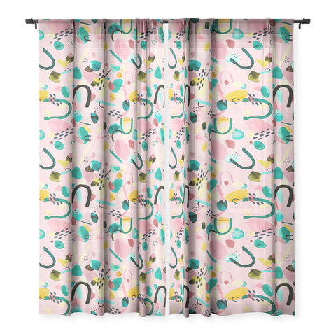 Ninola Design Abstract geo shapes Flower Sheer Non Repeat