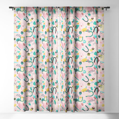 Ninola Design Abstract geo shapes Flower Sheer Window Curtain