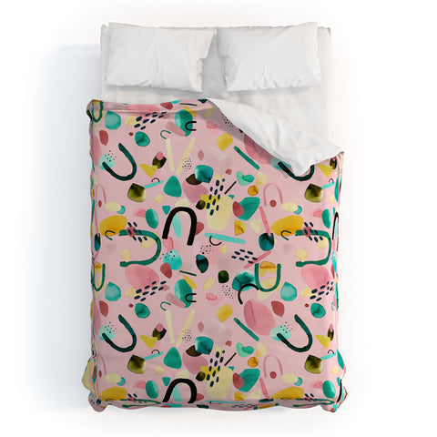 Ninola Design Abstract geo shapes Flower Duvet Cover