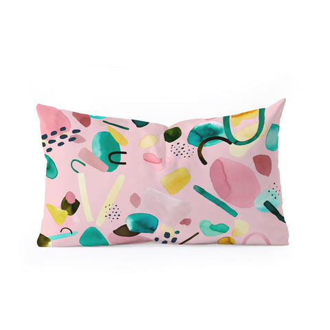Ninola Design Abstract geo shapes Flower Oblong Throw Pillow
