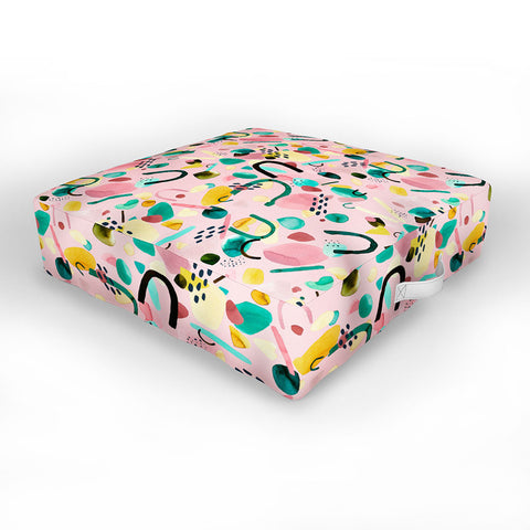 Ninola Design Abstract geo shapes Flower Outdoor Floor Cushion