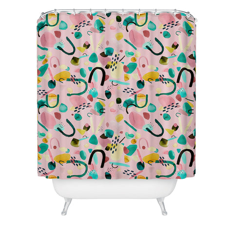 Ninola Design Abstract geo shapes Flower Shower Curtain