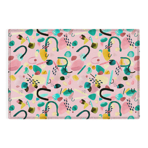 Ninola Design Abstract geo shapes Flower Outdoor Rug