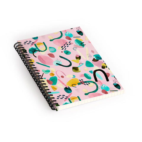 Ninola Design Abstract geo shapes Flower Spiral Notebook
