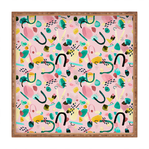 Ninola Design Abstract geo shapes Flower Square Tray