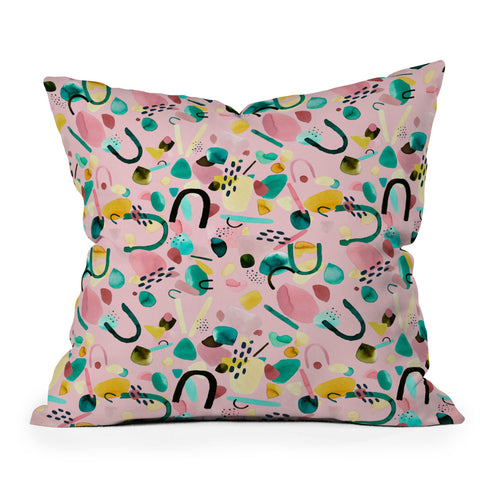Ninola Design Abstract geo shapes Flower Throw Pillow