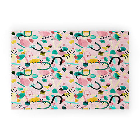 Ninola Design Abstract geo shapes Flower Welcome Mat