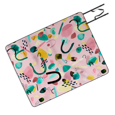 Ninola Design Abstract geo shapes Flower Picnic Blanket