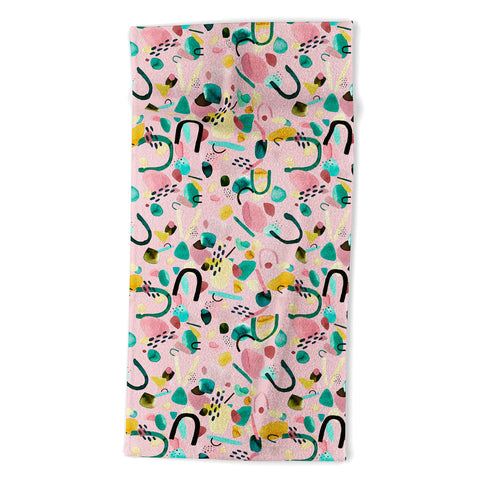 Ninola Design Abstract geo shapes Flower Beach Towel
