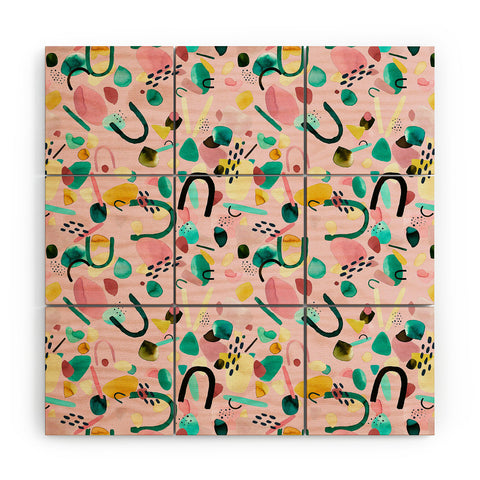 Ninola Design Abstract geo shapes Flower Wood Wall Mural