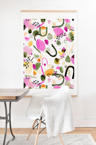 Ninola Design Abstract geo shapes Pink Art Print And Hanger