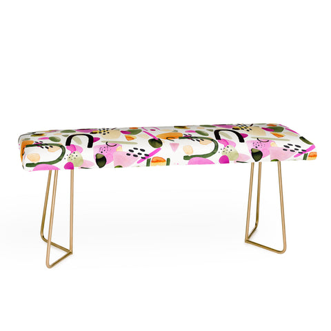 Ninola Design Abstract geo shapes Pink Bench