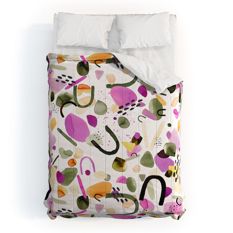 Ninola Design Abstract geo shapes Pink Comforter