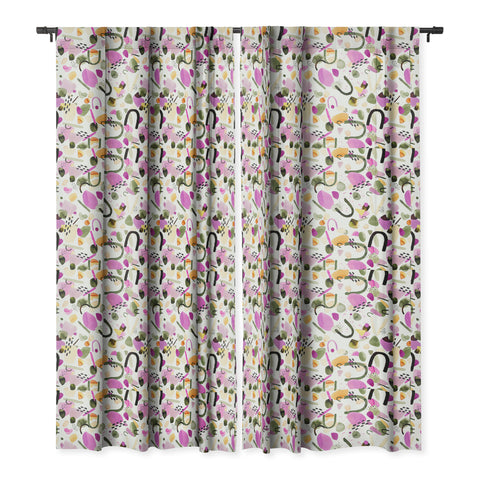 Ninola Design Abstract geo shapes Pink Blackout Window Curtain