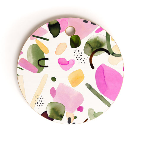 Ninola Design Abstract geo shapes Pink Cutting Board Round