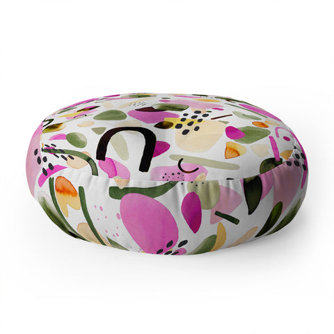 Ninola Design Abstract geo shapes Pink Floor Pillow Round