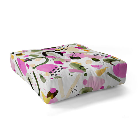 Ninola Design Abstract geo shapes Pink Floor Pillow Square