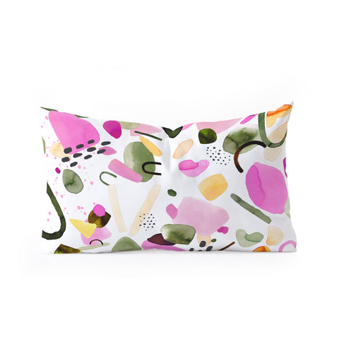 Ninola Design Abstract geo shapes Pink Oblong Throw Pillow