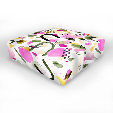 Ninola Design Abstract geo shapes Pink Outdoor Floor Cushion