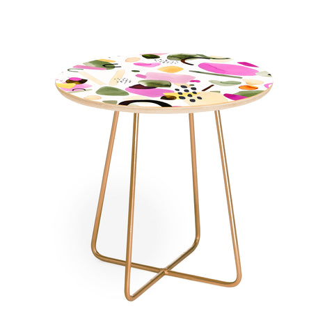 Ninola Design Abstract geo shapes Pink Round Side Table