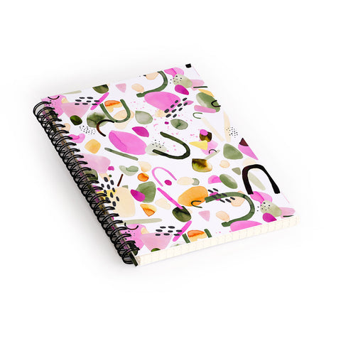 Ninola Design Abstract geo shapes Pink Spiral Notebook