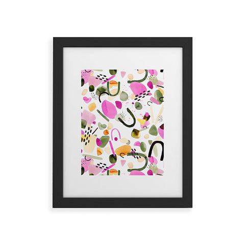 Ninola Design Abstract geo shapes Pink Framed Art Print