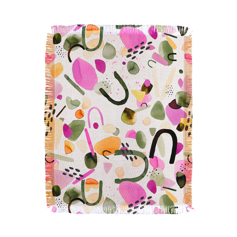 Ninola Design Abstract geo shapes Pink Throw Blanket