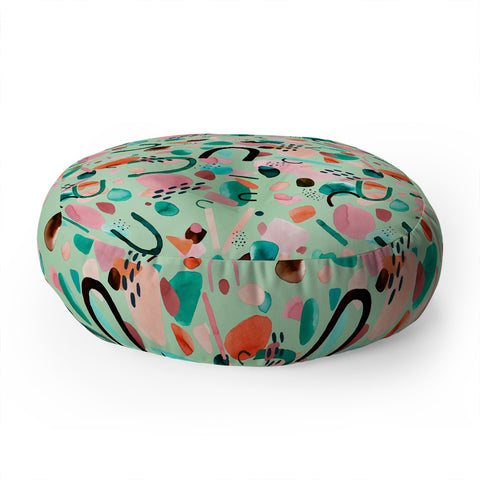 Ninola Design Abstract geo shapes Spring Floor Pillow Round