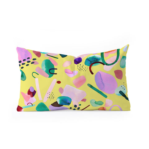 Ninola Design Abstract geo shapes Yellow Oblong Throw Pillow