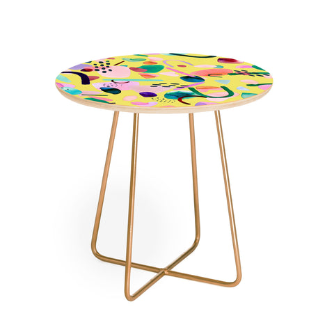 Ninola Design Abstract geo shapes Yellow Round Side Table