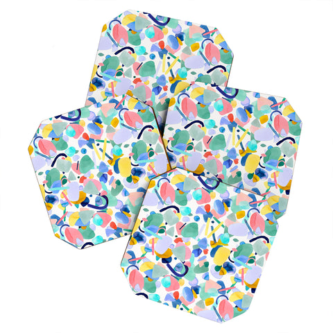 Ninola Design Abstract geometry dream Multicolored Coaster Set