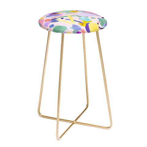 Ninola Design Abstract geometry dream Purple pink Counter Stool