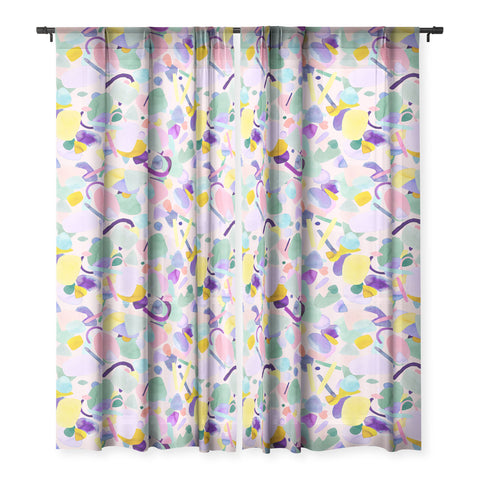 Ninola Design Abstract geometry dream Purple pink Sheer Non Repeat