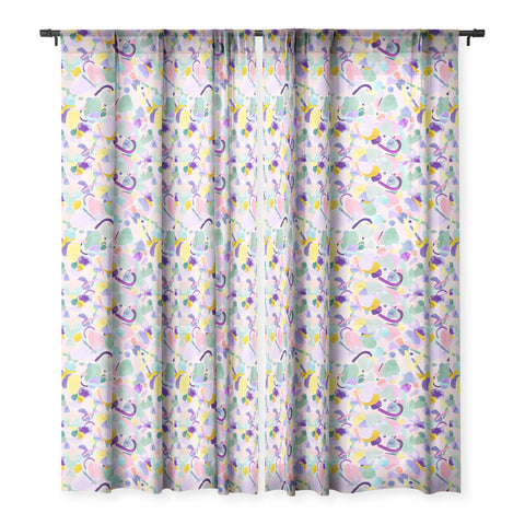 Ninola Design Abstract geometry dream Purple pink Sheer Window Curtain